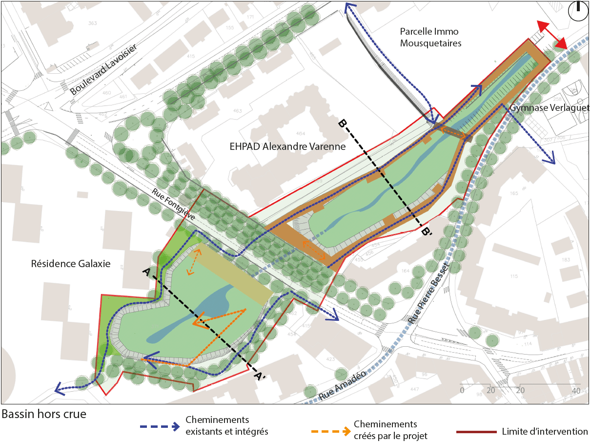 Fontgiève - Plan d'implantation (Atelier Cap, SAFEGE, BI OTEC, fevrier 2022)