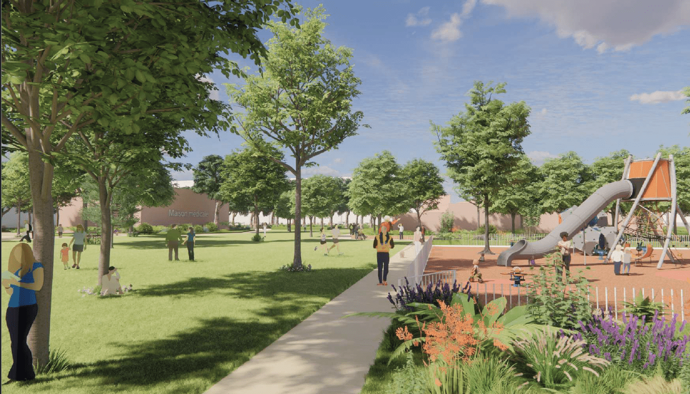 Perspectives des futurs aménagements des espaces publics - Aire de jeux (2024, HYL)